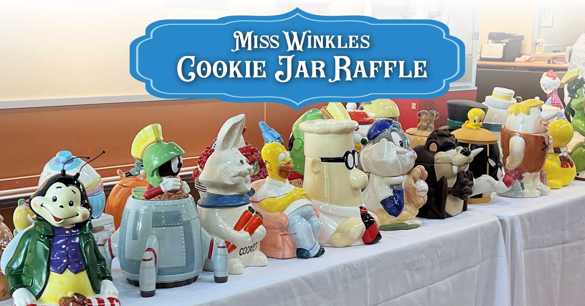 Cookie jars on table